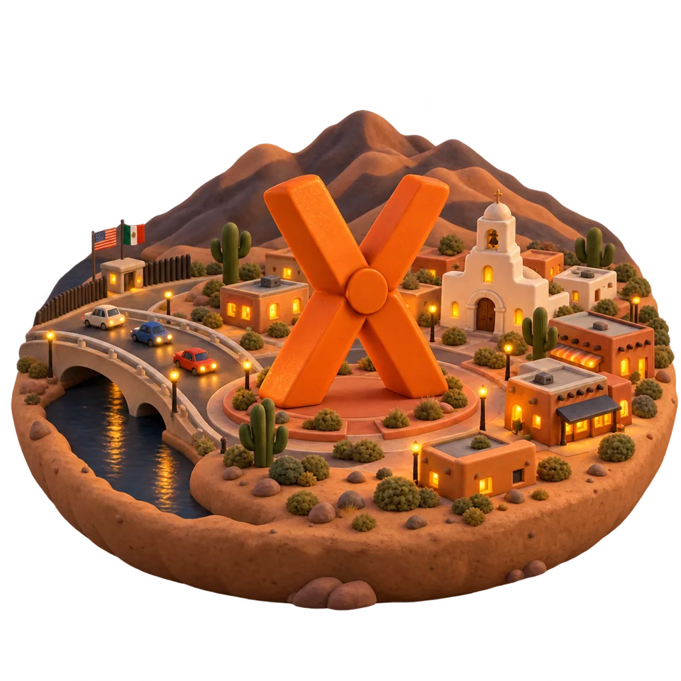 Ciudad Juárez en miniatura: La Equis, el puente internacional y la misión de Guadalupe